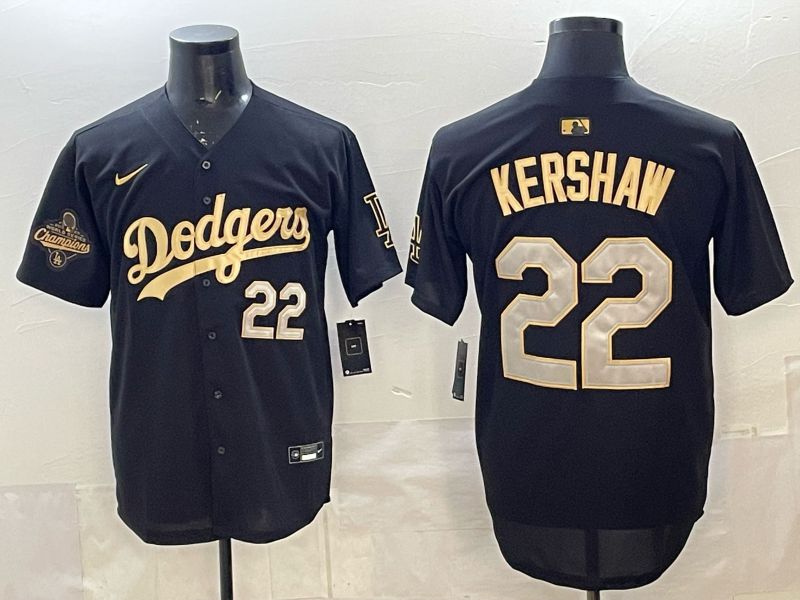 Men Los Angeles Dodgers #22 Kershaw Black Gold Game 2026 Nike MLB Jersey 004